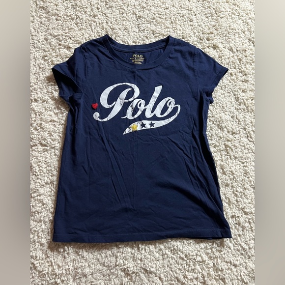 Size Medium Polo by Ralph Lauren Kids Navy Blue Shirt GUC - Picture 1 of 5